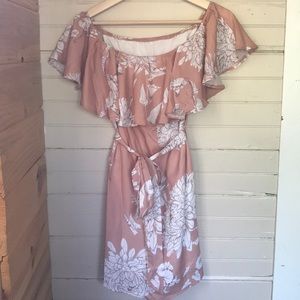 SOLD Botanical Off-Shoulder Ruffle Dress